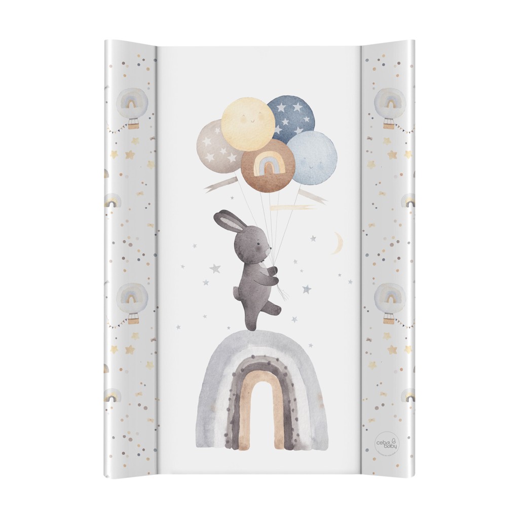 CEBA BABY Podložka prebaľovacia 2-hranná s pevnou doskou (50x70) Basic Rainbow Walk